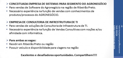 Vagas para Executivo de Vendas - Agronegócio