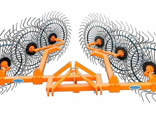 Enleirador de palha com 6 rodas