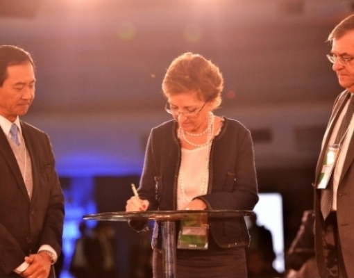 (esq. p/ dir.) Pedro Mizutani, Elizabeth Farina e Henry Joseph