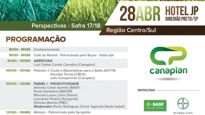 1ª Reunião Canaplan 2017 acontece em 28 de abril em Ribeirão Preto, SP