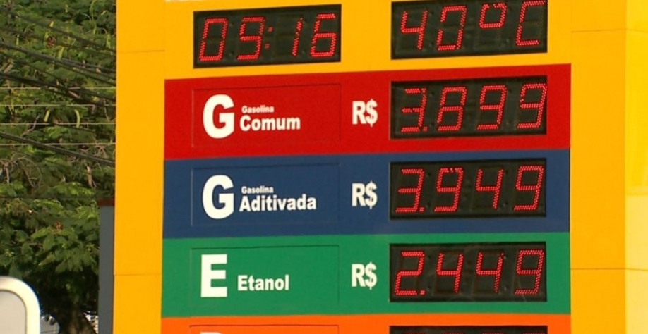 Preço do etanol em posto de combustível de Ribeirão Preto — Foto: Reprodução/EPTV