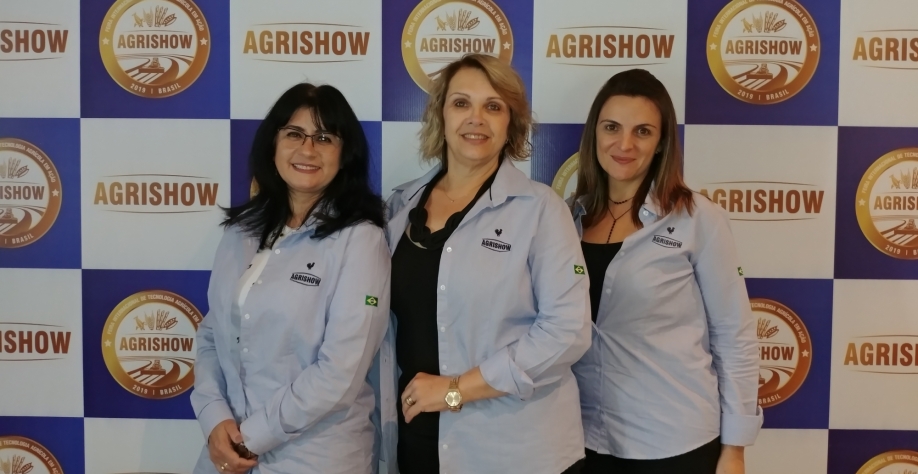 Liliane, Marilda e Adriana: é grande a participação feminina na organização da Agrishow