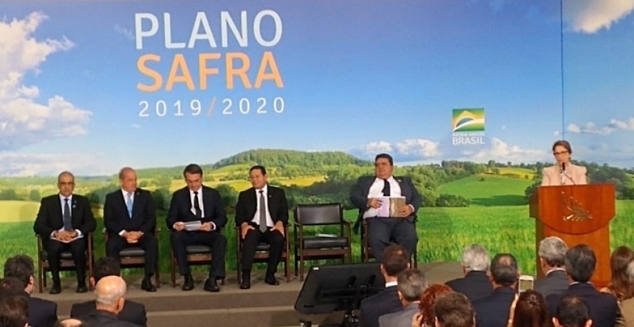Ministra Tereza Cristina discursa durante lançamento do Plano Safra 2019/2020 no Palácio do Planalto. A cerimônia teve a presença do presidente Jair Bolsonaro