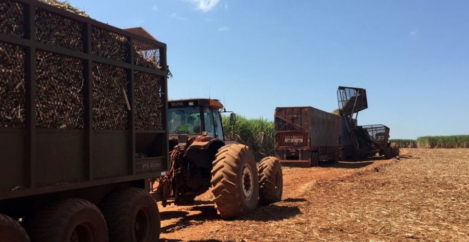 Trator carrega cana-de-açúcar recém-colhida em Pitangueiras (SP) 01/05/2018 REUTERS/Marcelo Teixeira