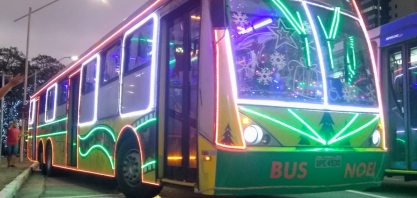 Ônibus movido a etanol ‘se veste’ de Bus Noel e leva alegria a Santo André, no ABC