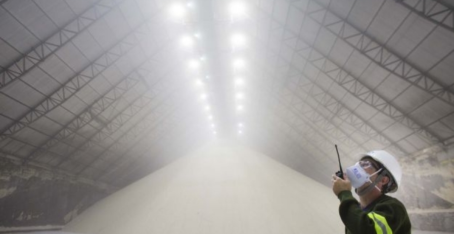 Terminal Açucareiro Copersucar - Armazém com açúcar bruto para exportação no Porto de Santos. (Foto: Divulgação Copersucar)