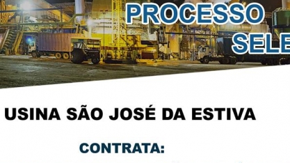 Usina Estivas contrata Operador de Fabricação de Álcool