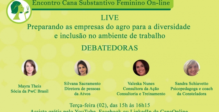 Nesta terça-feira, 2/03, live com o tema - Preparando as empresas do agro para a diversidade e inclusão no ambiente de trabalho
