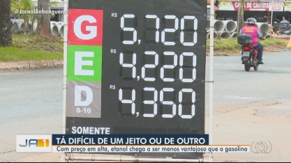 Com preço em alta, etanol chega a ser menos vantajoso que a gasolina, em Goiás