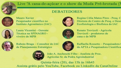 Confira os links para acompanhar grátis a live: A cana-de-açúcar e o show da muda pré-brotada (MPB)