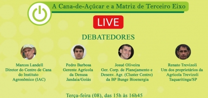 Confira como assistir a live “A Cana-de-Açúcar e a Matriz de Terceiro Eixo”