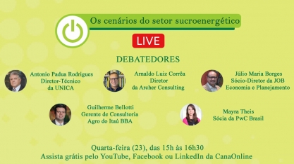 Nesta quarta-feira acontece a live: OS CENÁRIOS DO SETOR SUCROENERGÉTICO