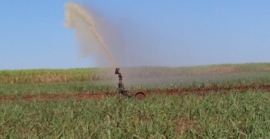 Vinhaça é aplicada em fertirrigação em lavoura. Foto: Antonio Thadeu de Barros