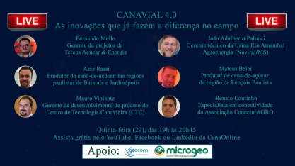 Veja como acompanhar a Live “Canavial 4.0 – As inovações que já fazem a diferença no campo”