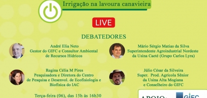 Irrigação na lavoura Canavieira é a live da CanaOnline no próximo dia 6 de julho