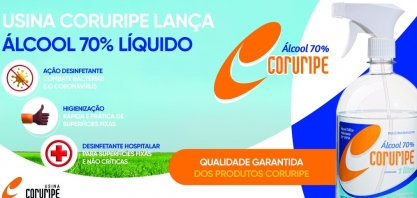 Usina Coruripe lança marca própria de álcool líquido 70% em Minas Gerais, Alagoas e Sergipe