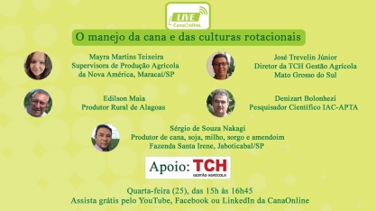 “O Manejo da cana e das culturas rotacionais” é o tema da próxima live da CanaOnline
