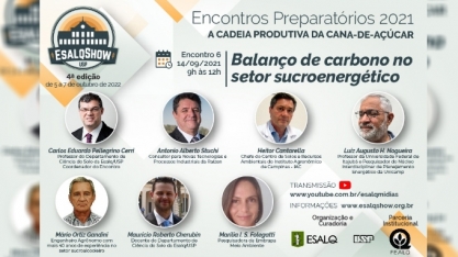 Balanço de carbono no setor sucroenergético será o tema do 6º Encontro Preparatório do Esalqshow