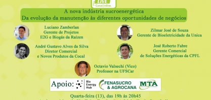 “A Nova Indústria Sucroenergética” é o tema da próxima live da CanaOnline