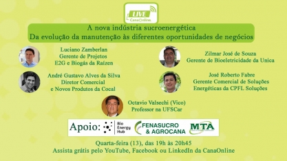 Nesta quarta-feira acontece a live “A Nova Indústria Sucroenergética”