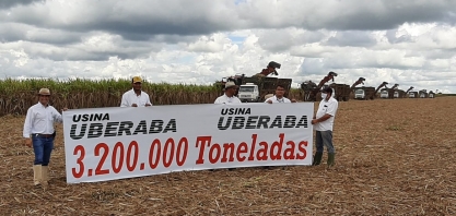 Usina Uberaba comemora recorde de produção com 3,2 milhões de toneladas de cana
