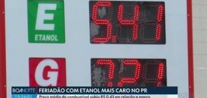 Preço do etanol dispara em todo o Paraná