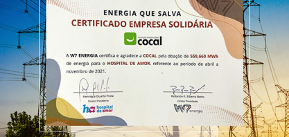 Cocal doa energia e é certificada como empresa solidária
