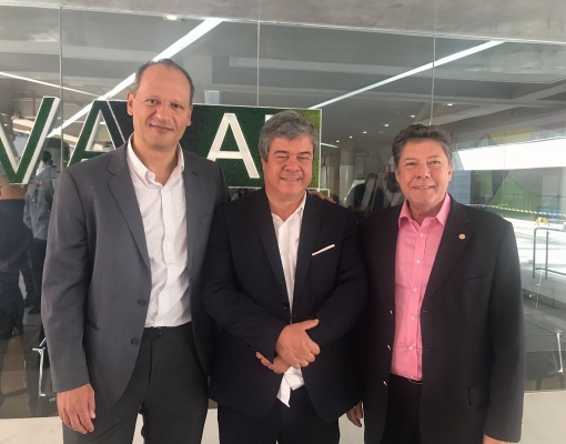 Lineu Rodrigues, chefe de Pesquisa e Desenvolvimento da Embrapa Cerrados (fundador da Renai); Luis Roberto Barcelos (presidente Renai) e; Paulo Leal (presidente da Feplana) 
