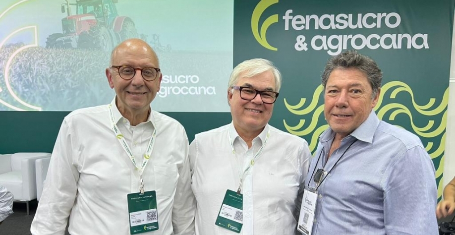 Plínio Nastari, líder da Datagro, Luis Pogetti, presidente do Coopersucar e Paulo Leal, presidente da Feplana