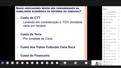 Comitê de Custos e Controladoria discute indicadores para viabilidade econômica da reforma do canavial