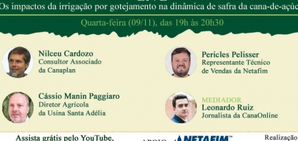 CanaOnline realiza a live: “Os impactos da irrigação por gotejamento na dinâmica de safra da cana-de-açúcar”