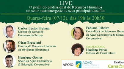 Hoje tem a Live: “O perfil do profissional de Recursos Humanos no setor sucroenergético e seus principais desafios