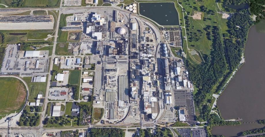 Fábrica da Archer Daniel Midland na cidade americana de Decatur, em Illinois (EUA), única instalação BECCS de grande escala do mundo (Foto: Google Earth)