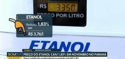 Preço do etanol caiu 1,83% em novembro no Paraná 