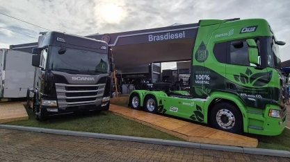 Scania e Brasdiesel participam da Expodireto 2024 com caminhão 100% a biodiesel