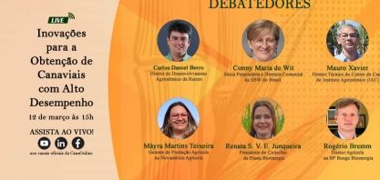 Dia 12 de março tem a live: Inovações para a obtenção de canaviais com alto desempenho