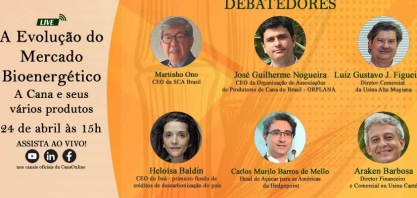 Nesta quarta-feira, 24, tem a live: A Evolução do Mercado Bioenergético - A Cana e seus vários produtos