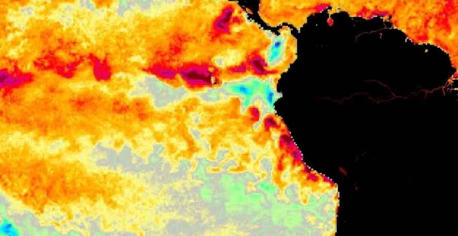 Algumas áreas do Oceano Pacífico já estão mais frias do que a temperatura média — Foto: Metsul / NASA / Reprodução