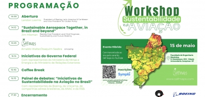Workshop Sustentabilidade na Aviação, nesta quarta-feira na Unicamp