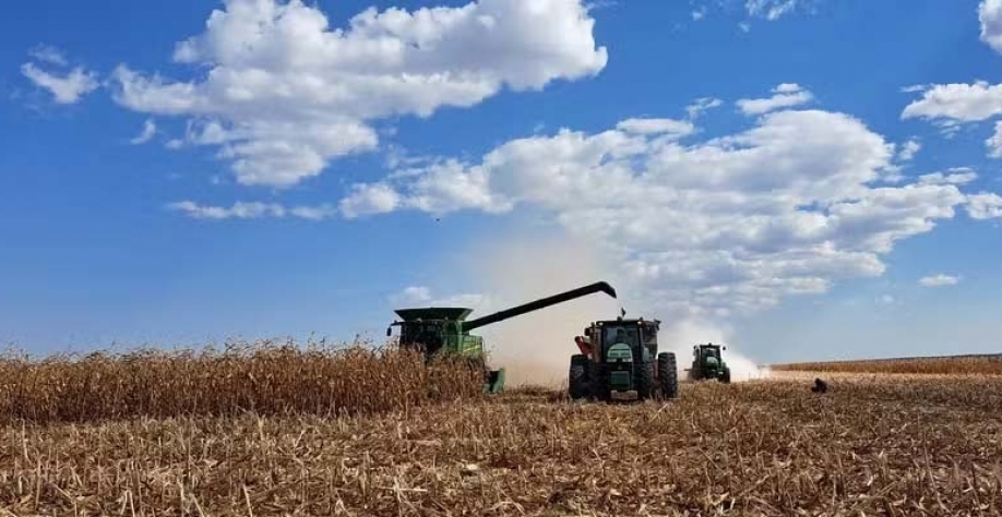 Máquinas rodam com B100 na Fazenda Sete Lagoas, da Amaggi: biocombustível deixou a propriedade livre de fumaça — Foto: Cibelle Bouças/Valor