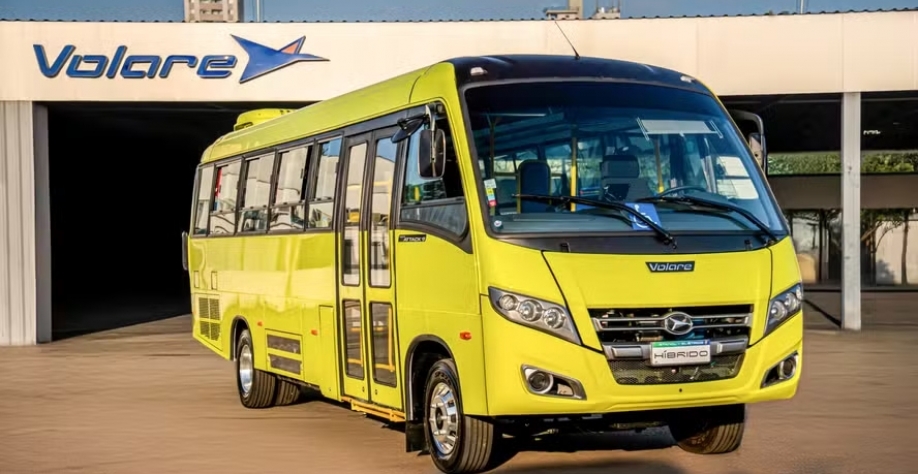 O protótipo de ônibus híbrido a etanol da Marcopolo, da linha Volare — Foto: Divulgação