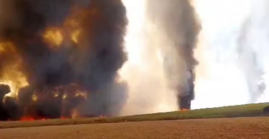 Rajadas de vento dificultam a contenção do fogo, diz a Raízen — Foto: Canaoeste/Divulgação