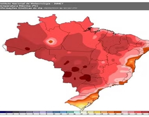Temperatura desta terça-feira, às 19h, prevista pelo Inmet — Foto: Inmet
