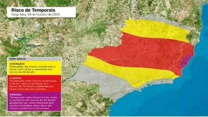 Temporais motivados por frente fria colocam estado do Sudeste em alerta