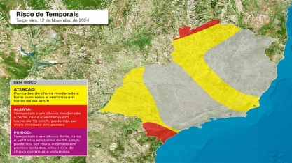 Frente fria traz chuva de mais de 100 mm e risco de alagamentos