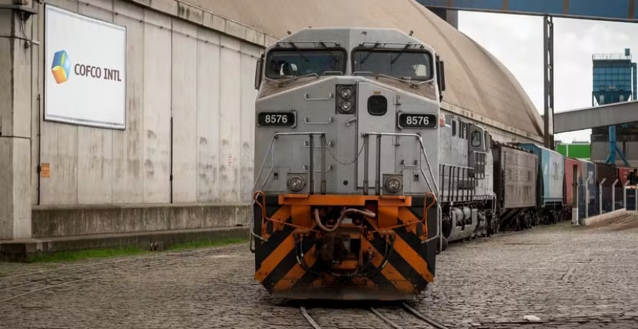 Trem no Terminal Export Cofco, em Santos — Foto: Divulgação