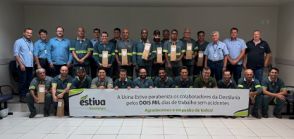 Destilaria celebra 2 mil dias sem acidentes