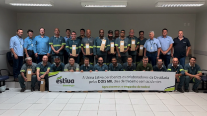 Destilaria celebra 2 mil dias sem acidentes