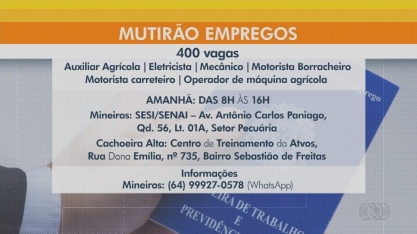 Usina de álcool e açúcar faz mutirão para preencher 400 vagas de emprego