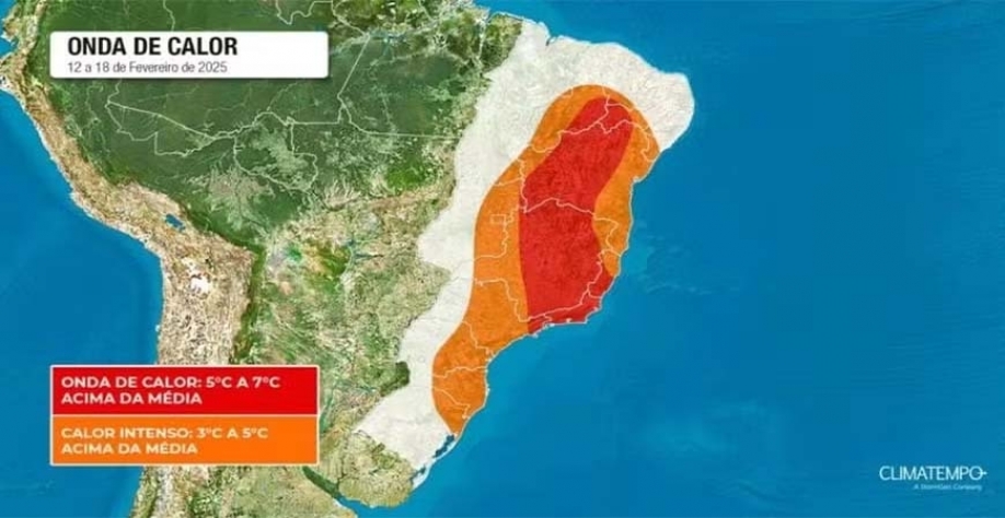 Onda de calor ganha força no Brasil nesta semana — Foto: Climatempo